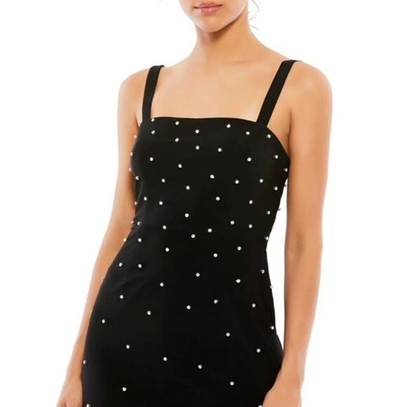 Ieena Mac Duggal NWT Sleeveless Rhinestone Encrusted Black Mini Sz 12 - Picture 3 of 9